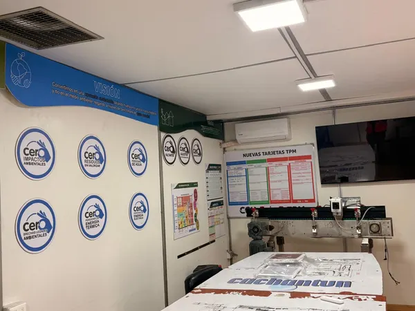 Gráficas murales TPM medioambiente instaladas en planta CCU Cachantún